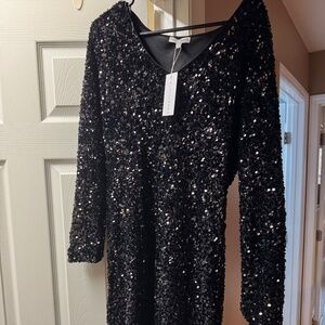 Black Sequin Dress-Size-Large